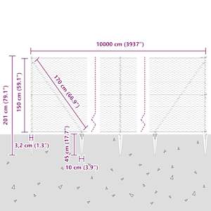 Hexagonální plot s podpěrou 100 x 1,5 m Pozinkovaná ocel - obrázek 14