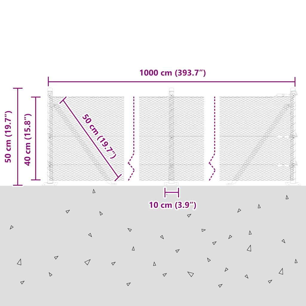 Plotový sloupek. Šedá 10 x 0,4 m (síť 13 mm) Ocel a PVC - obrázek 15