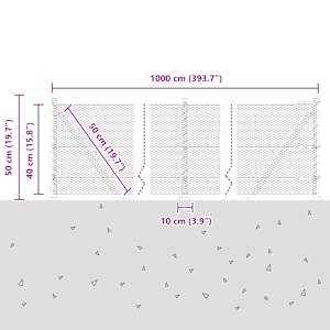 Hexagonální plot s betonovým základem 10 x 0,4 m Šedá Síťovina - obrázek 15