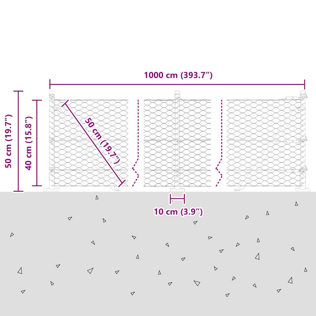 Plotový sloupek. Šedá 10 x 0,4 m (36 mm pletivo) Ocel a PVC - obrázek 15