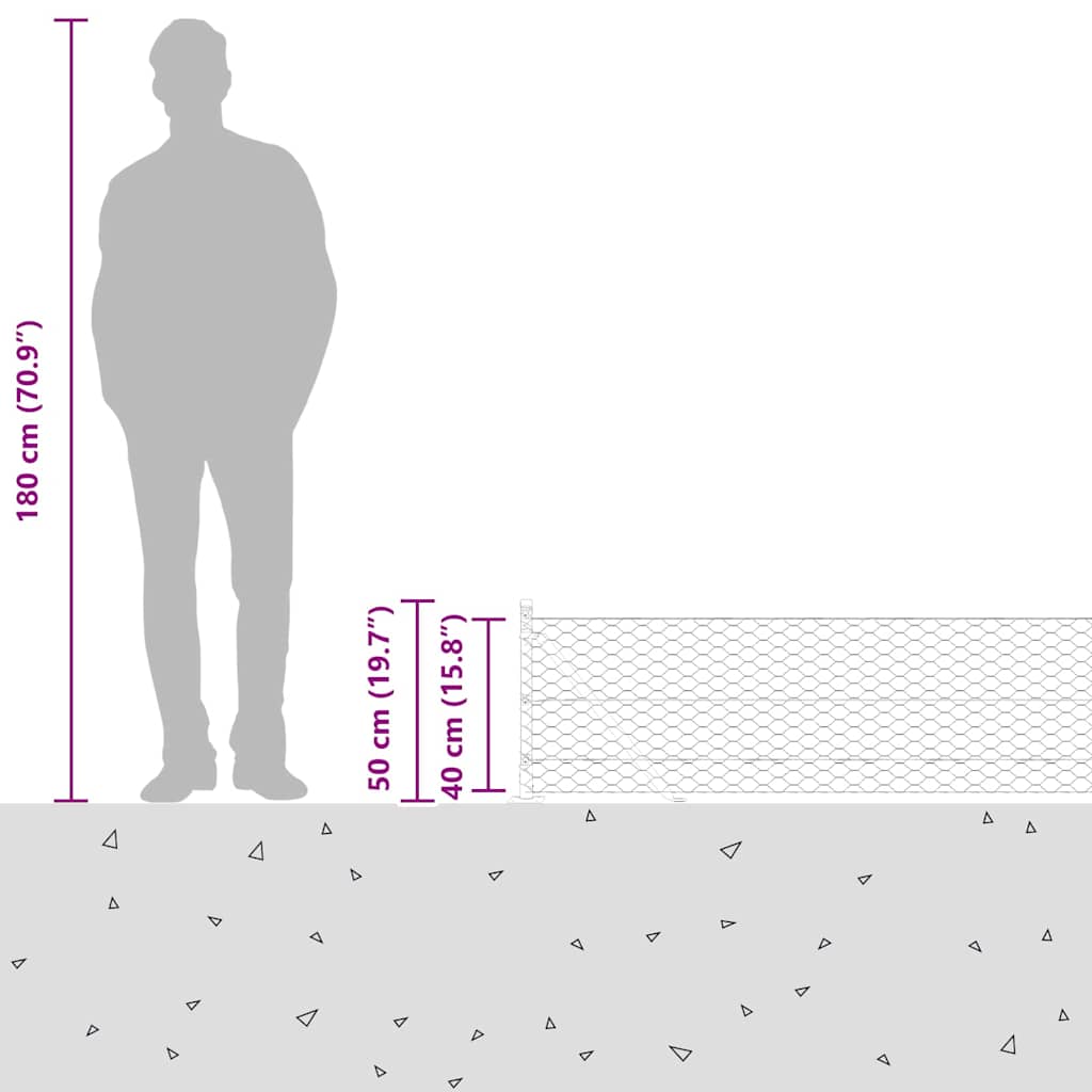 Plotový sloupek. Šedá 10 x 0,4 m (50 mm síťovina) Ocel a PVC - obrázek 17
