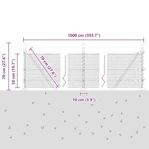 Hexagonální plot s betonovým základem 10 x 0,5 m Šedá Síťovina - obrázek 15