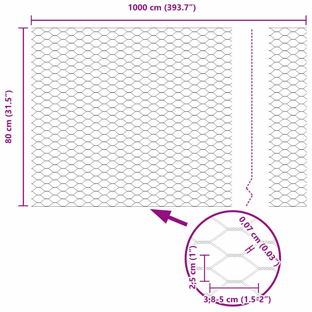 Plotový sloupek. Šedá 10 x 0,8 m (25 mm síť) Ocel a PVC - obrázek 16
