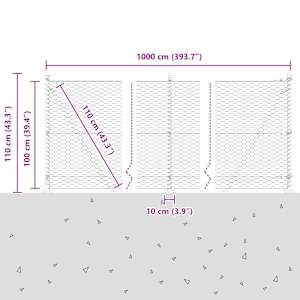 Hexagonální plot s betonovým základem 10 x 1 m Šedá Síťovina - obrázek 15