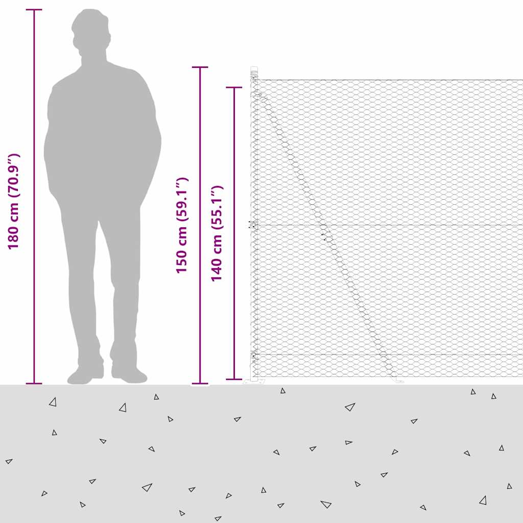 Plotový sloupek. Šedá 10 x 1,4 m (25 mm síť) Ocel a PVC - obrázek 17