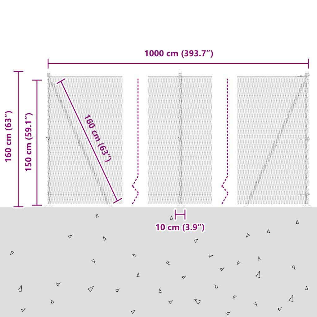 Plotový sloupek. Šedá 10 x 1,5 m (síť 13 mm) Ocel a PVC - obrázek 15
