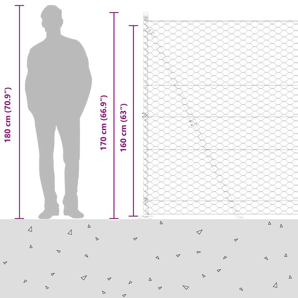 Plotový sloupek. Šedá 10 x 1,6 m (50 mm síť) Ocel a PVC - obrázek 17