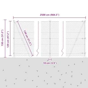 Hexagonální plot s betonovým základem 25 x 1,2 m Šedá Síťovina - obrázek 15
