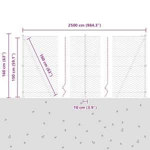 Hexagonální plot s betonovým základem 25 x 1,5 m Šedá Síťovina - obrázek 15