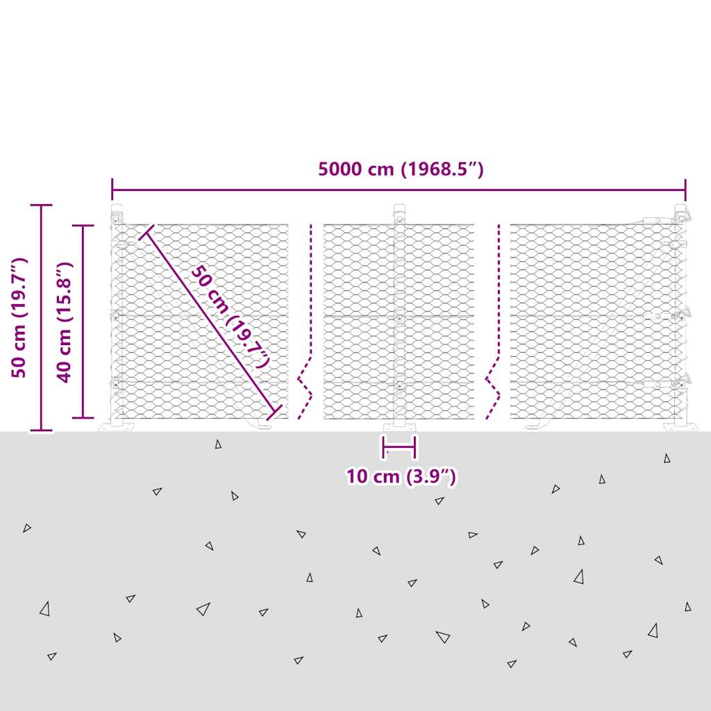 Plotový sloupek. Šedá 50 x 0,4 m (25 mm pletivo) Ocel a PVC - obrázek 15