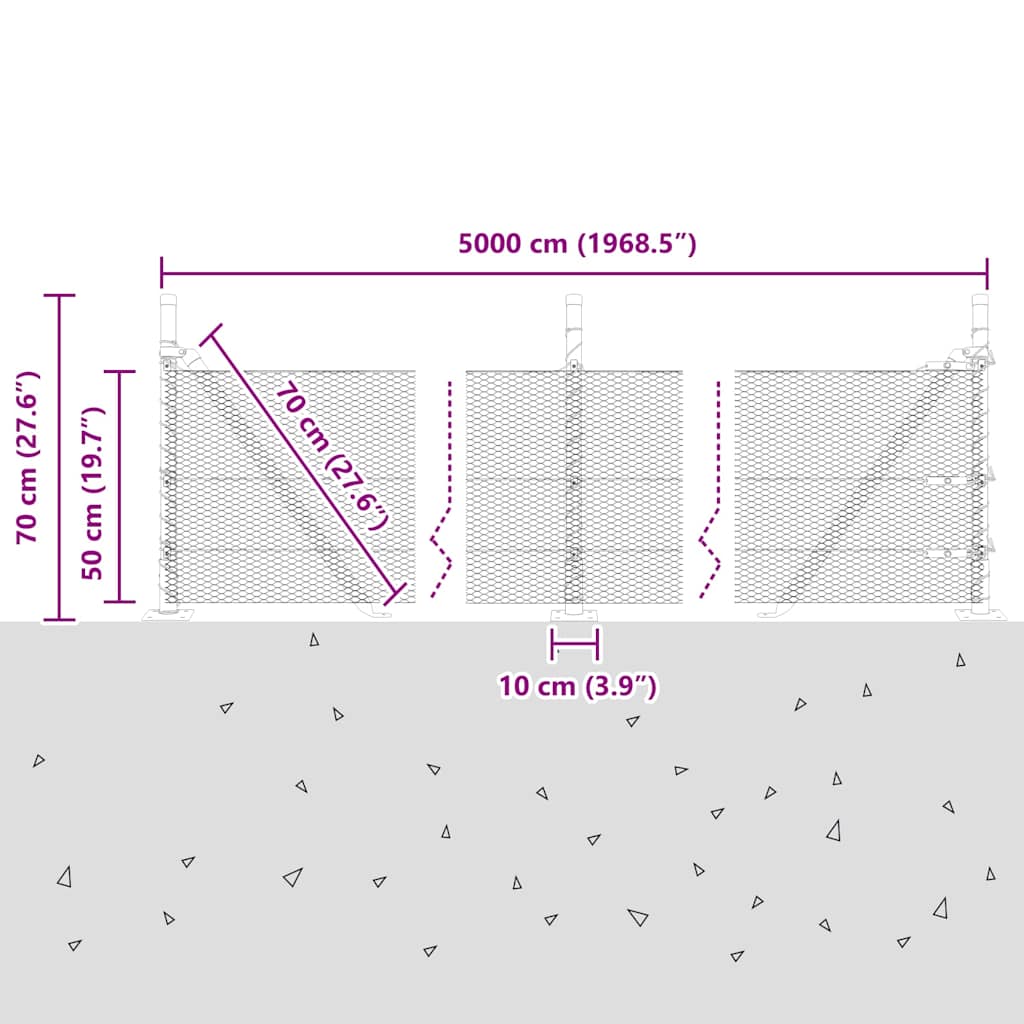Plotový sloupek. Šedá 50 x 0,5 m (13 mm síť) Ocel a PVC - obrázek 15