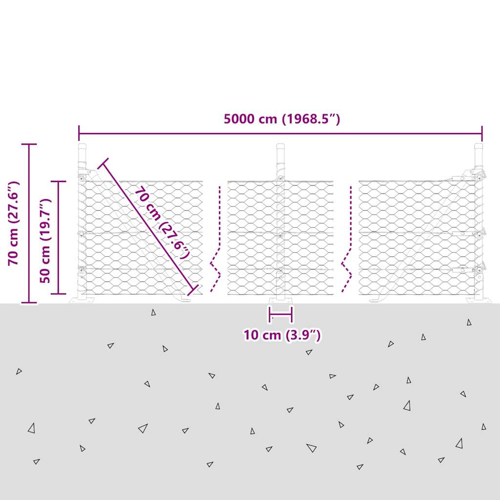 Plotový sloupek. Šedá 50 x 0,5 m (síť 36 mm) Ocel a PVC - obrázek 15