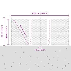 Hexagonální plot s betonovým základem 50 x 1 m Šedá Síťovina - obrázek 15