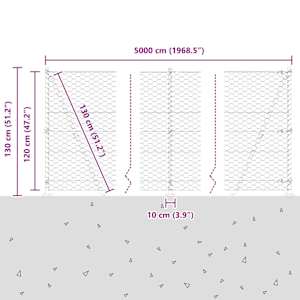 Hexagonální plot s betonovým základem 50 x 1,2 m Šedá Síťovina - obrázek 15