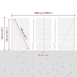 Hexagonální plot s betonovým základem 50 x 1,5 m Šedá Síťovina - obrázek 15