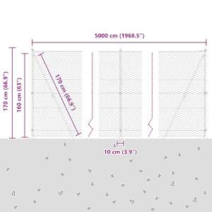 Hexagonální plot s betonovým základem 50 x 1,6 m Šedá Síťovina - obrázek 15