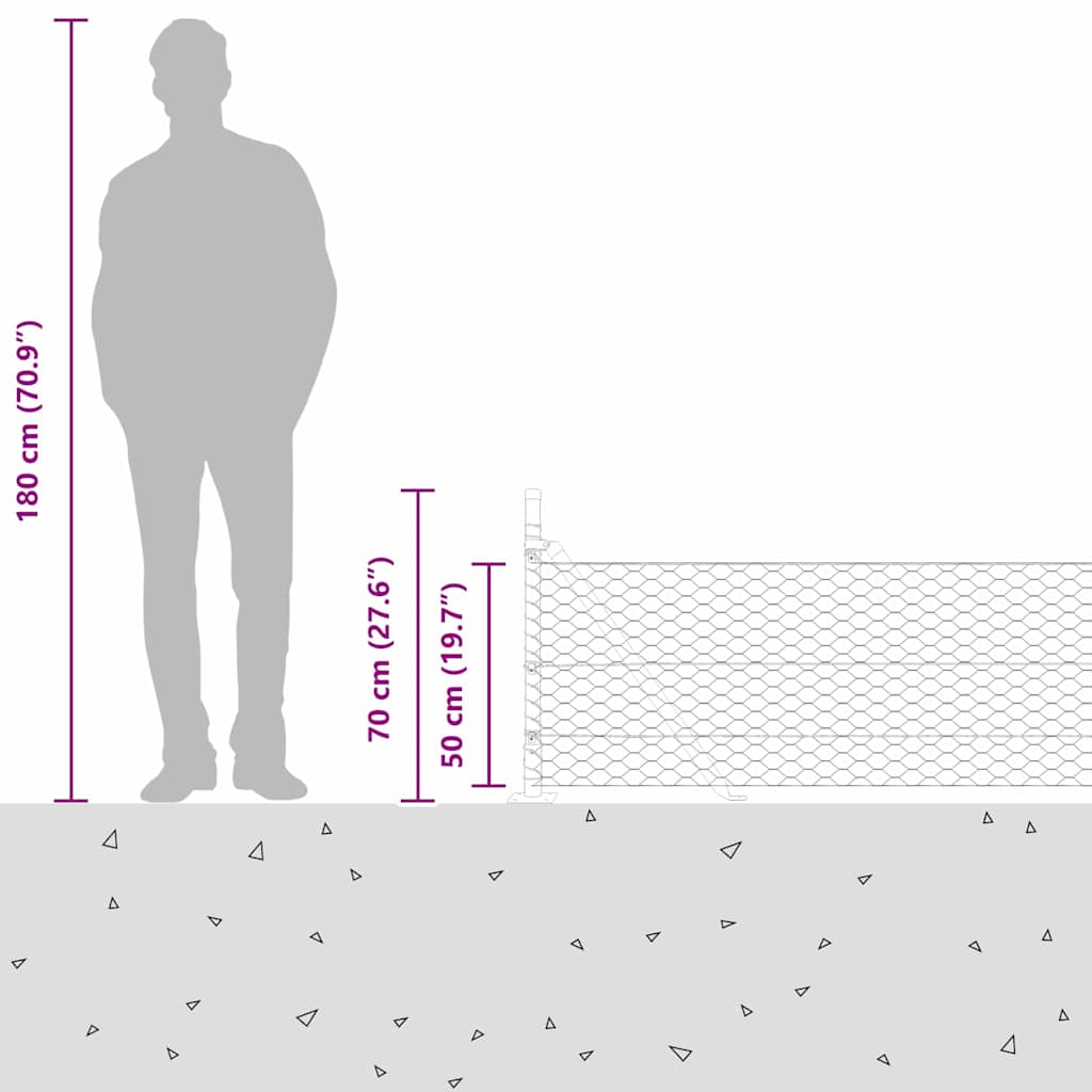 Plotový sloupek. Šedá 100 x 0,5 m (36 mm síť) Ocel a PVC - obrázek 17