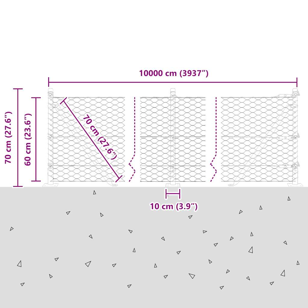 Plotový sloupek. Šedá 100 x 0,6 m (36 mm pletivo) Ocel a PVC - obrázek 15
