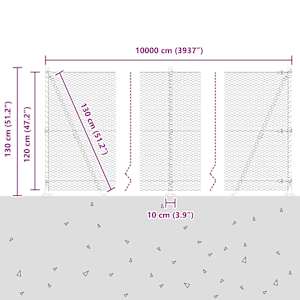 Plotový sloupek. Šedá 100 x 1,2 m (25 mm síť) Ocel a PVC - obrázek 15