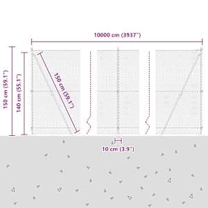 Hexagonální plot s betonovým základem 100 x 1,4 m Šedá Síťovina - obrázek 15