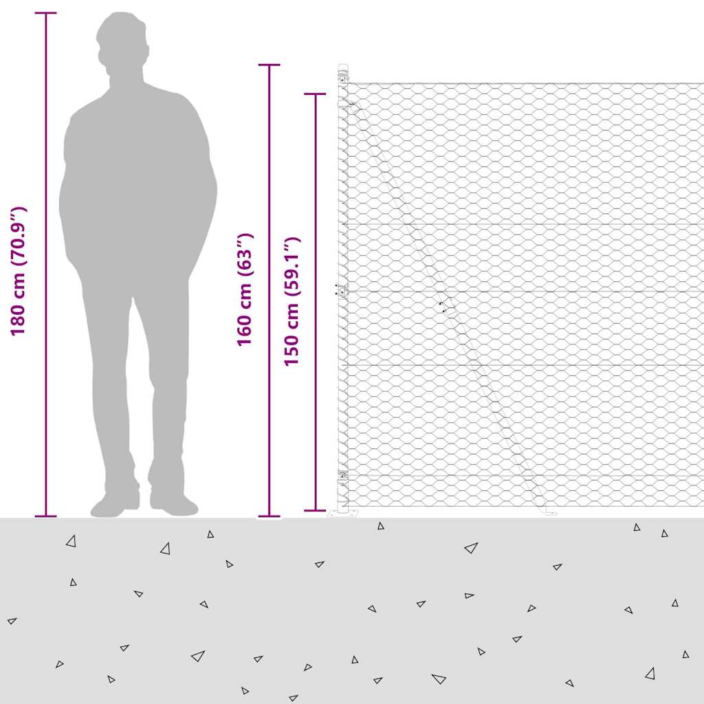 Plotový sloupek. Šedá 100 x 1,5 m (síť 36 mm) Ocel a PVC - obrázek 17