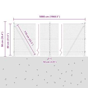 Hexagonální plot s betonovým základem 50 x 0,8 m Stříbrná - obrázek 15