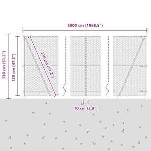 Hexagonální plot s betonovým základem 50 x 1,2 m Stříbrná - obrázek 15