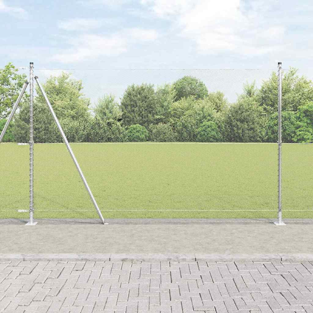 Hexagon Hegn 1.4x50 m Galvaniseret Stål, vidaXL Hegn Poster med Base Plader 13 stk Ø32mm 78.5cm Galvaniseret Stål