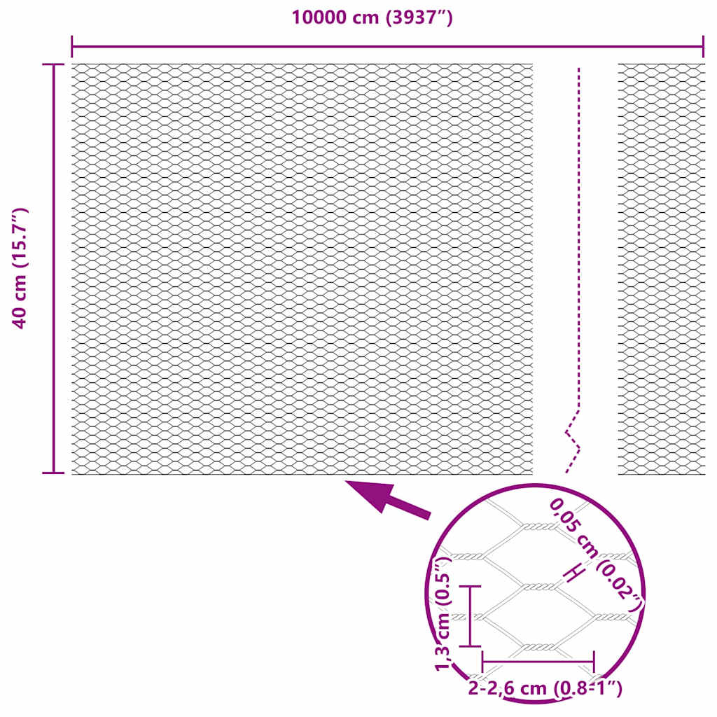 Plotový sloupek. Stříbrná 100 x 0,4 m (13 mm síť) Ocel - obrázek 16