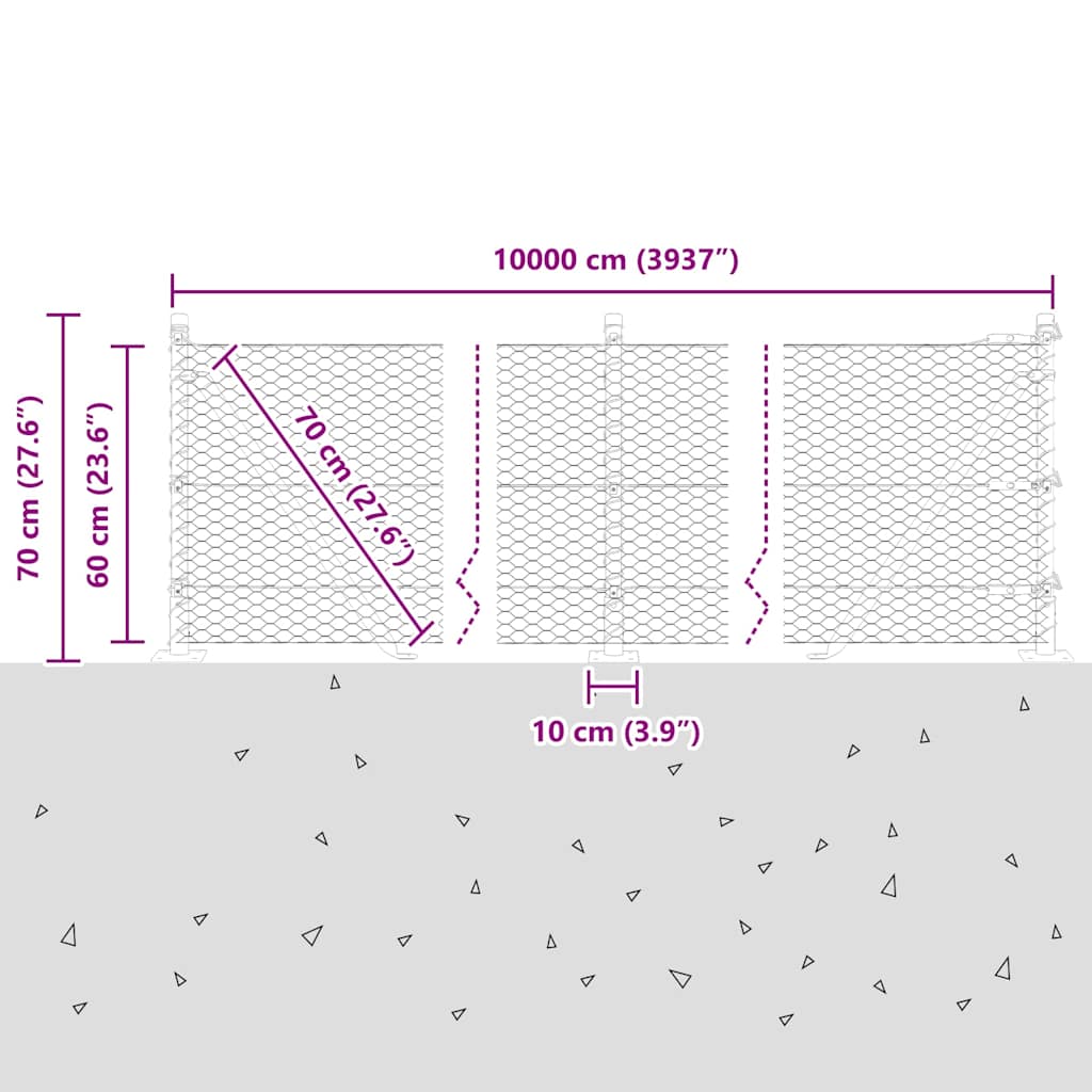 Plotový sloupek. Stříbrná 100 x 0,6 m (25 mm síť) Ocel - obrázek 15