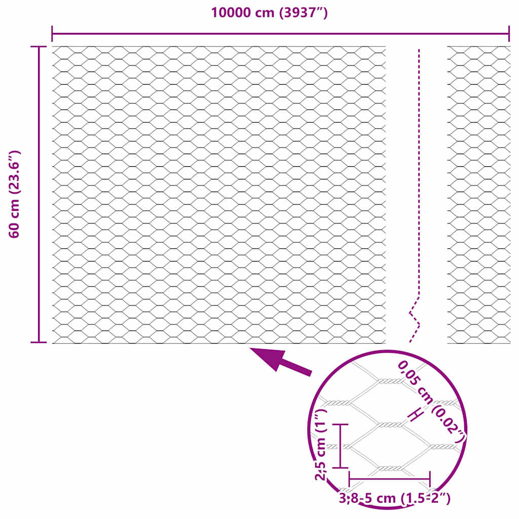 Plotový sloupek. Stříbrná 100 x 0,6 m (25 mm síť) Ocel - obrázek 16