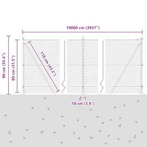 Hexagonální plot s betonovým základem 100 x 0,8 m Stříbrná - obrázek 15