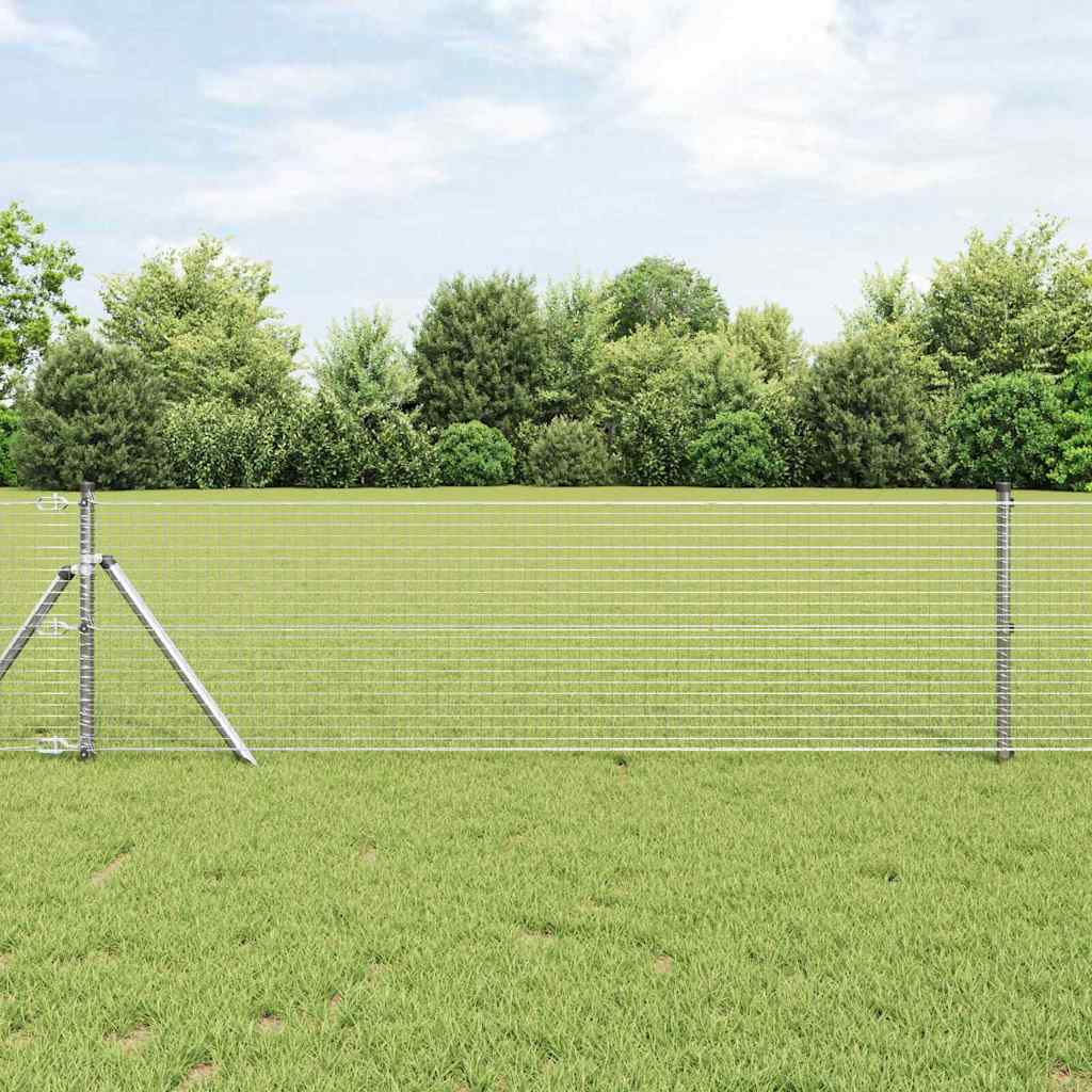 Svejsede Trådhegn med 7 Stolper 0.8x10 m Galvaniseret Stål