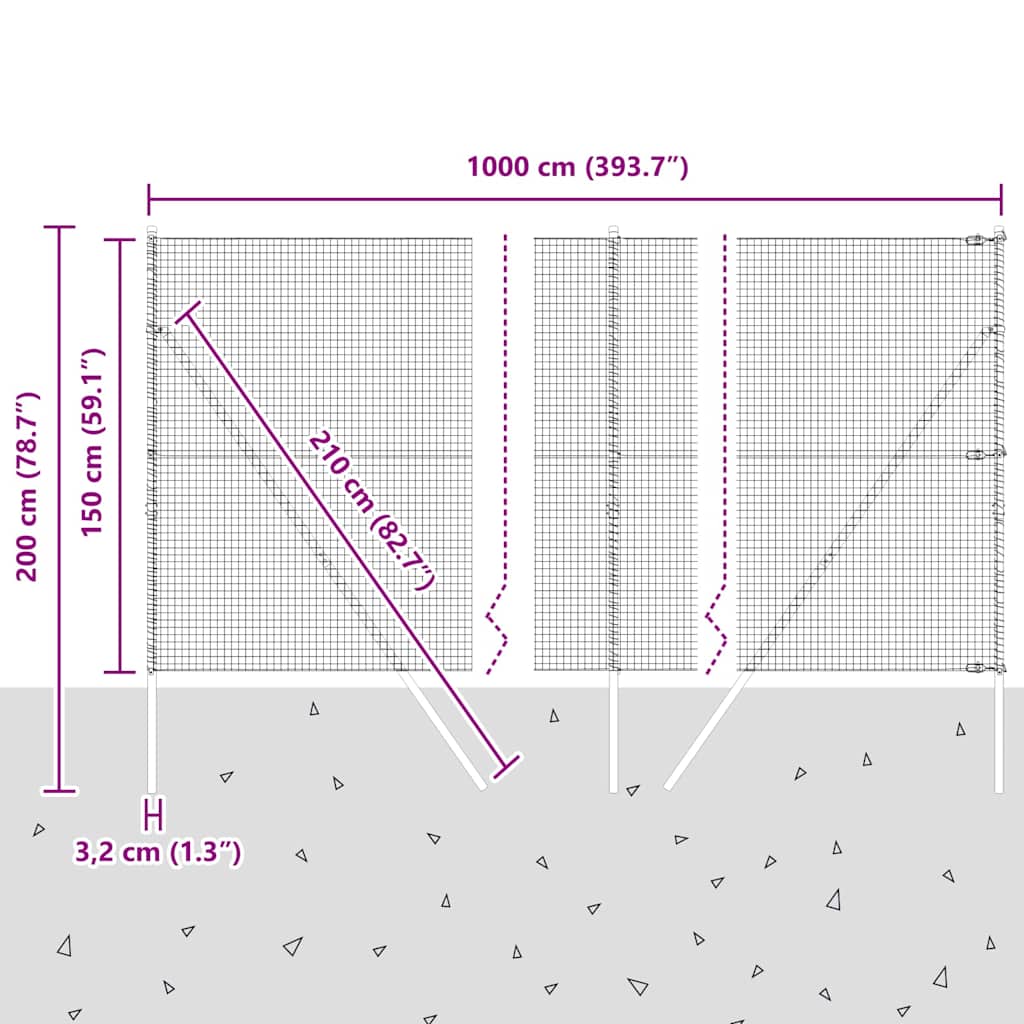 Steber ograje. srebrna 10 x 1,5 m (25 x 25 mm mreža) Jeklo - slika 13