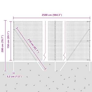 Venkovní svářený drátěný plot s upevněním do země 25 x 1,5 m - obrázek 13