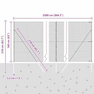 Venkovní svářený drátěný plot s upevněním do země 25 x 1,6 m - obrázek 13