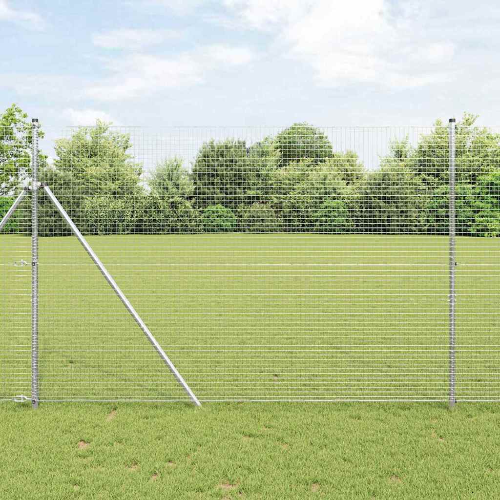 Svejset trådhegn med 13 stolper 1.6x25 m Galvaniseret stål