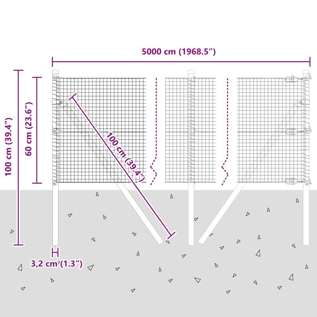 Steber ograje. srebrna 50 x 0,6 m (19 x 19 mm mreža) Jeklo - slika 13