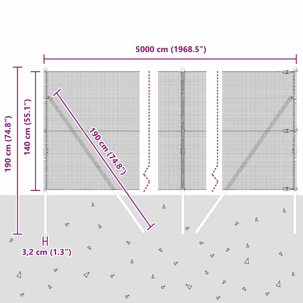 Steber ograje. srebrna 50 x 1,4 m (12 x 12 mm mreža) Jeklo - slika 13