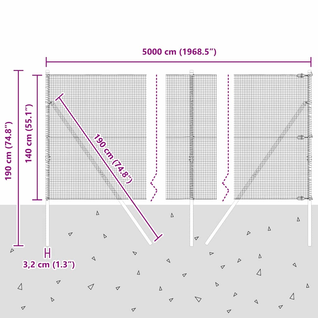 Steber ograje. srebrna 50 x 1,4 m (16 x 16 mm mreža) Jeklo - slika 13