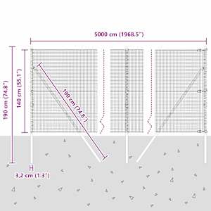 Venkovní svářený drátěný plot s upevněním do země 50 x 1,4 m - obrázek 13