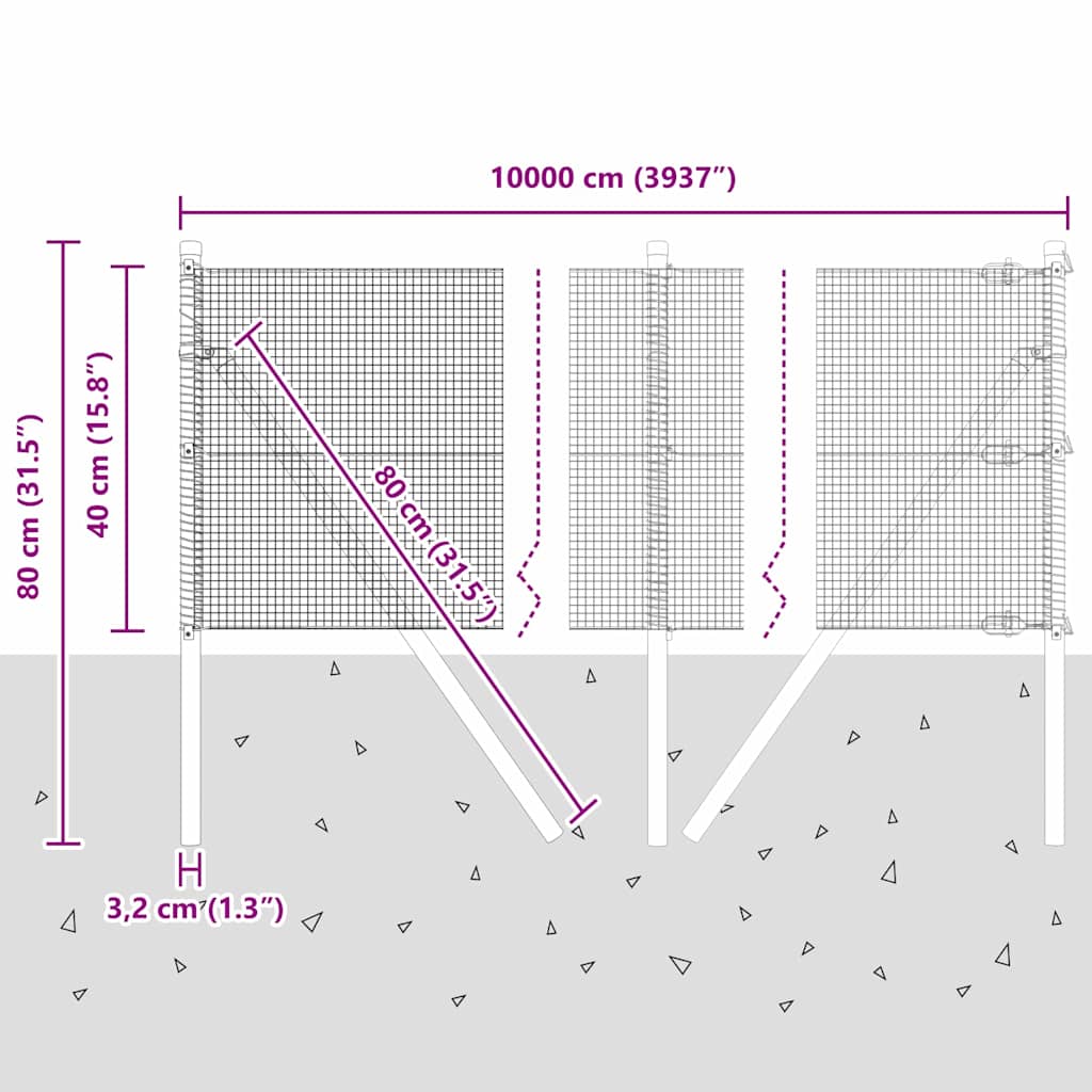 Steber ograje. srebrna 100 x 0,4 m (12 x 12 mm mreža) Jeklo - slika 13