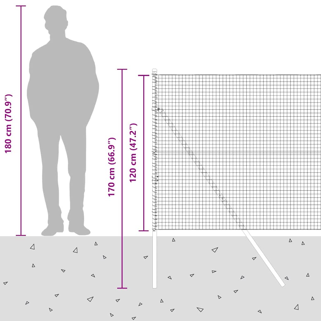 Plotový sloupek. Zelená 10 x 1,2 m (25 x 25 mm síť) Ocel a PVC - obrázek 15