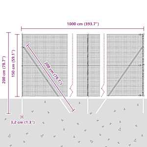 Venkovní svářený drátěný plot s upevněním do země 10 x 1,5 m - obrázek 13