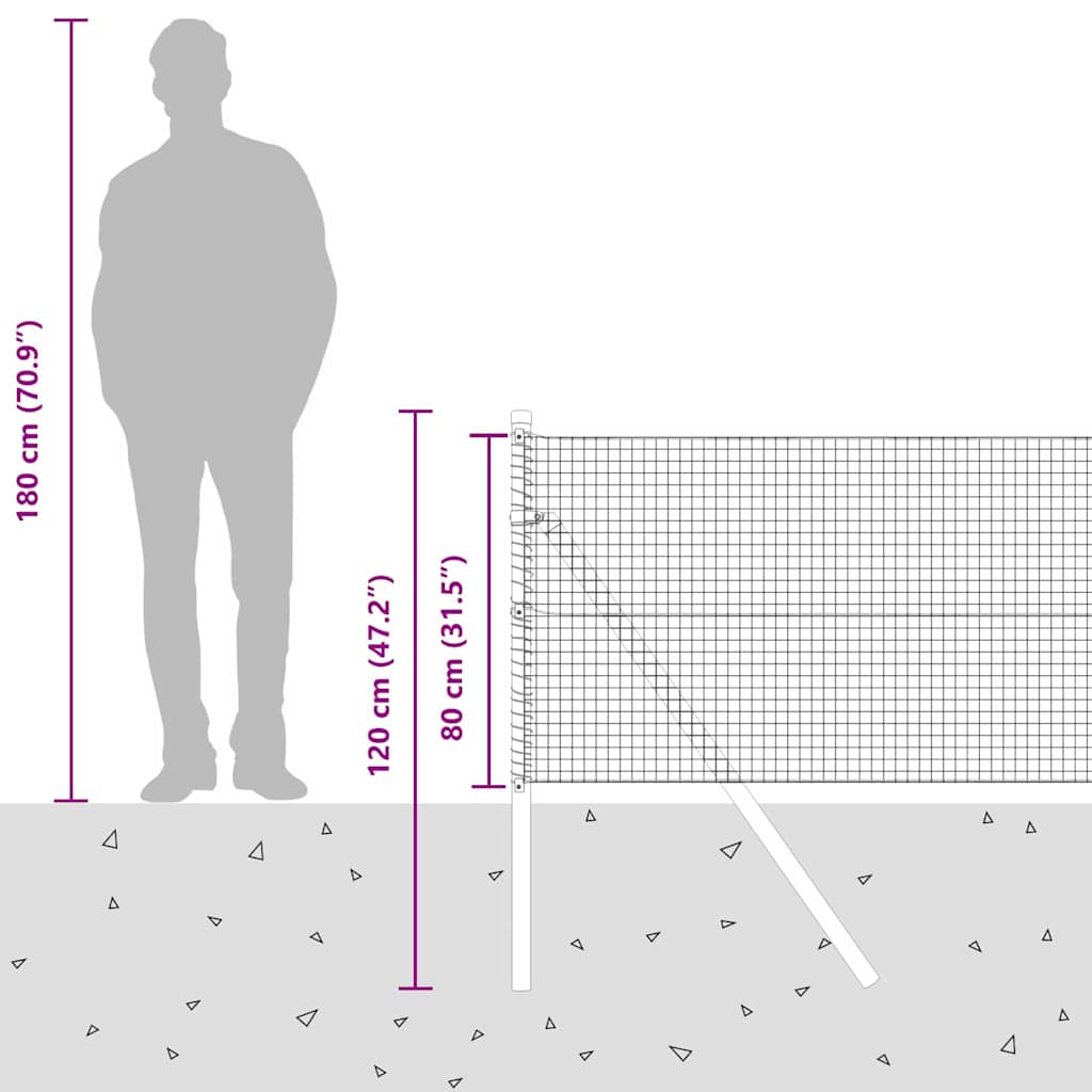 Plotový sloupek. Zelená 25 x 0,8 m (19 x 19 mm síť) Ocel a PVC - obrázek 15