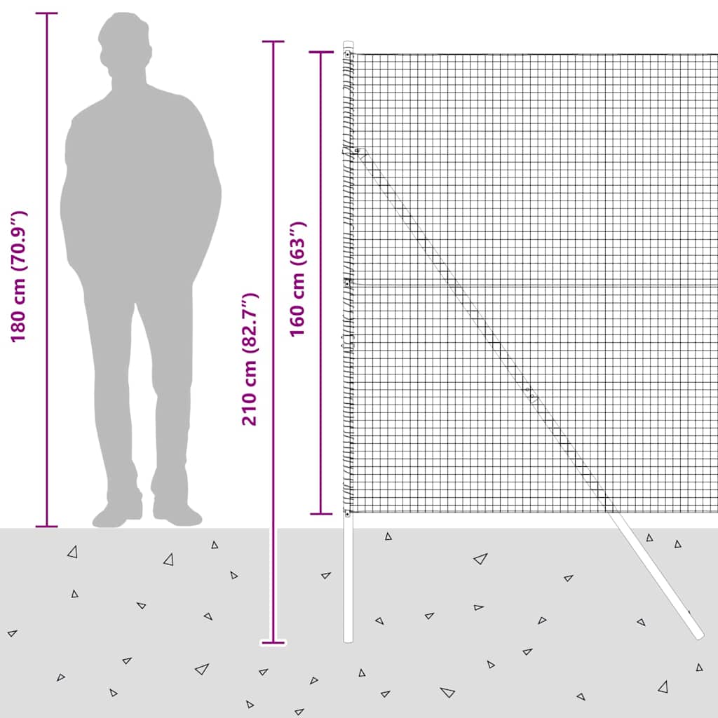 Plotový sloupek. Zelená 25 x 1,6 m (25 x 25 mm síť) Ocel a PVC - obrázek 15