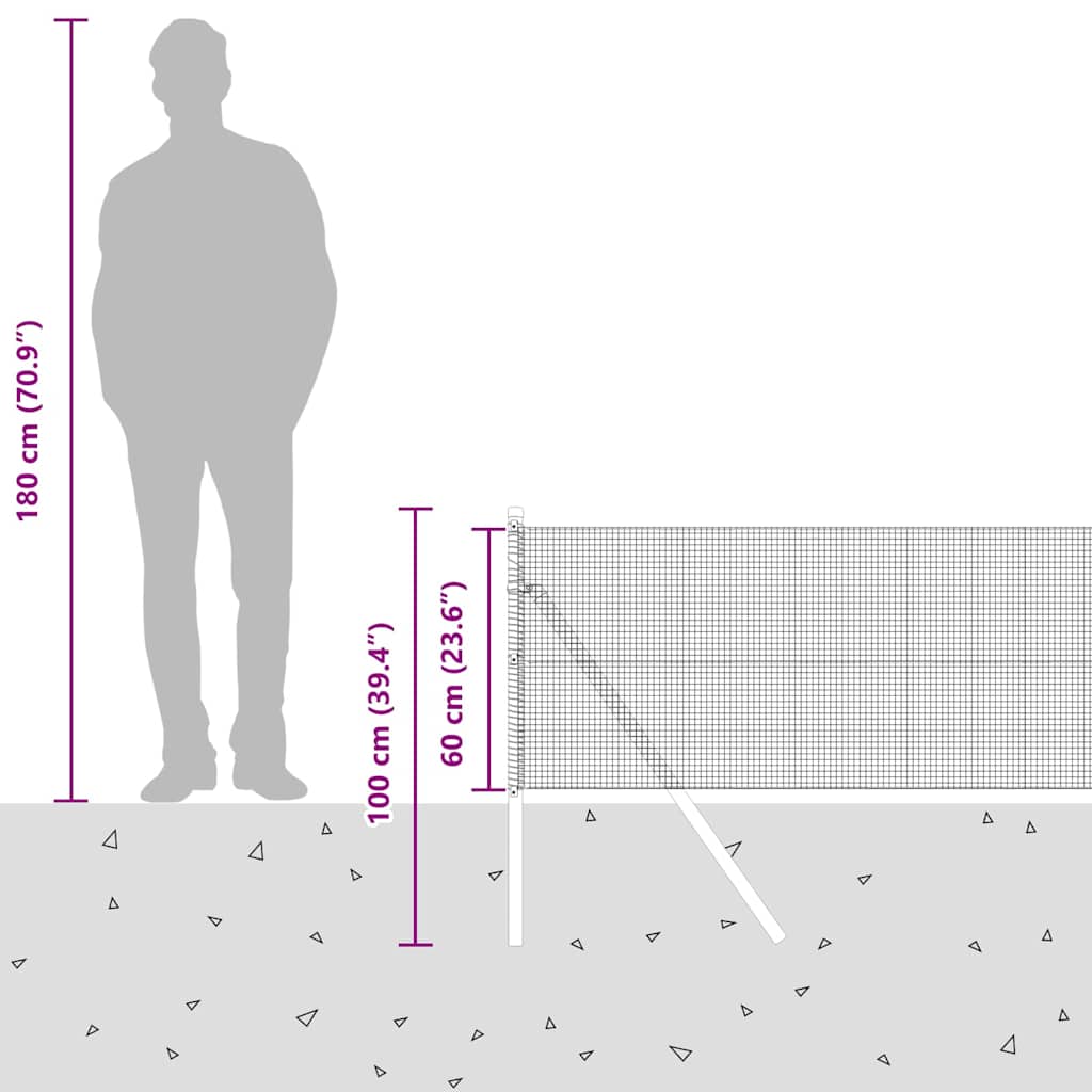 Plotový sloupek. Zelená 100 x 0,6 m (12 x 12 mm síť) Ocel a PVC - obrázek 15