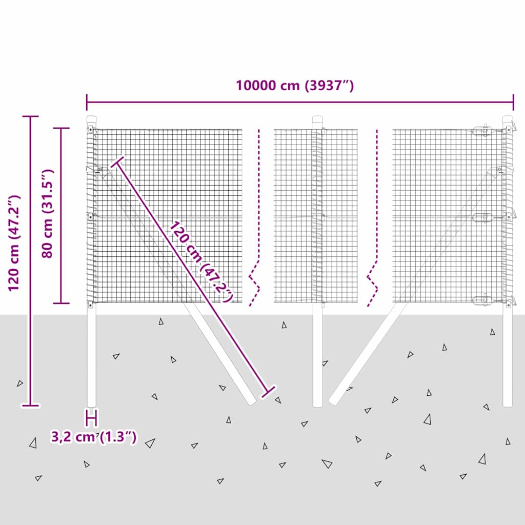 Steber ograje. Zelena 100 x 0,8 m (16 x 16 mm mreža) - slika 13