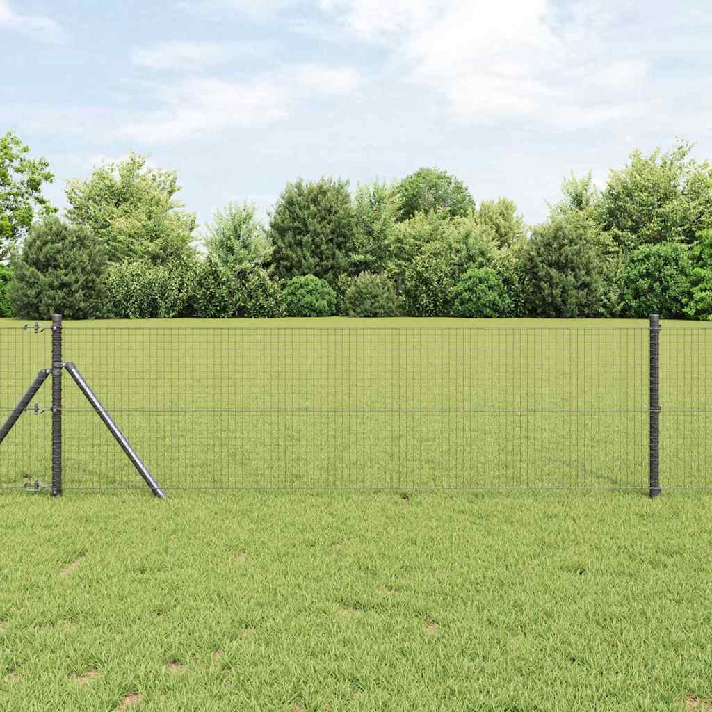 svejset trådhegn med 7 stolper grå 0,4x10 m stål