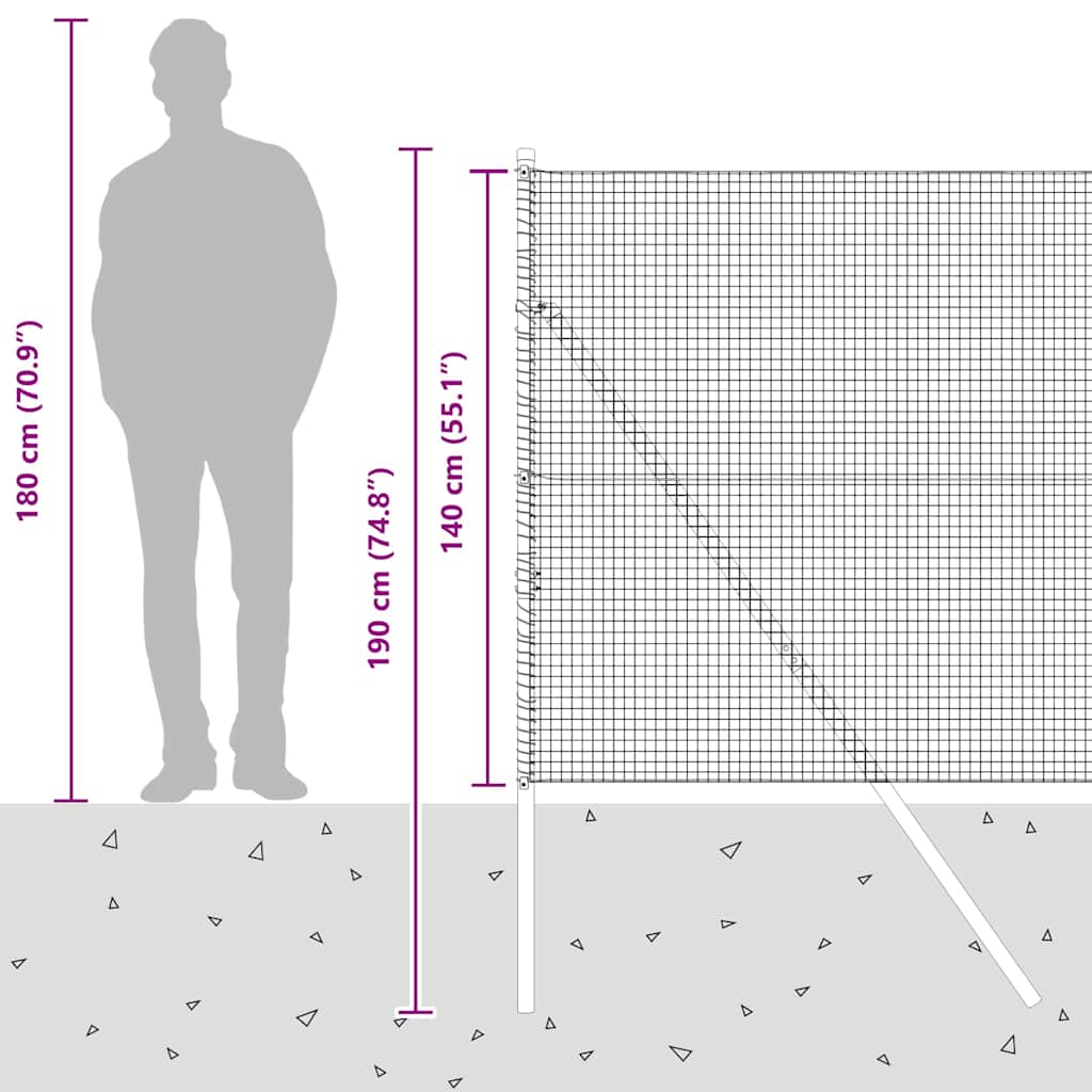 Plotový sloupek. Šedá 10 x 1,4 m (síť 19 x 19 mm) Ocel a PVC - obrázek 15